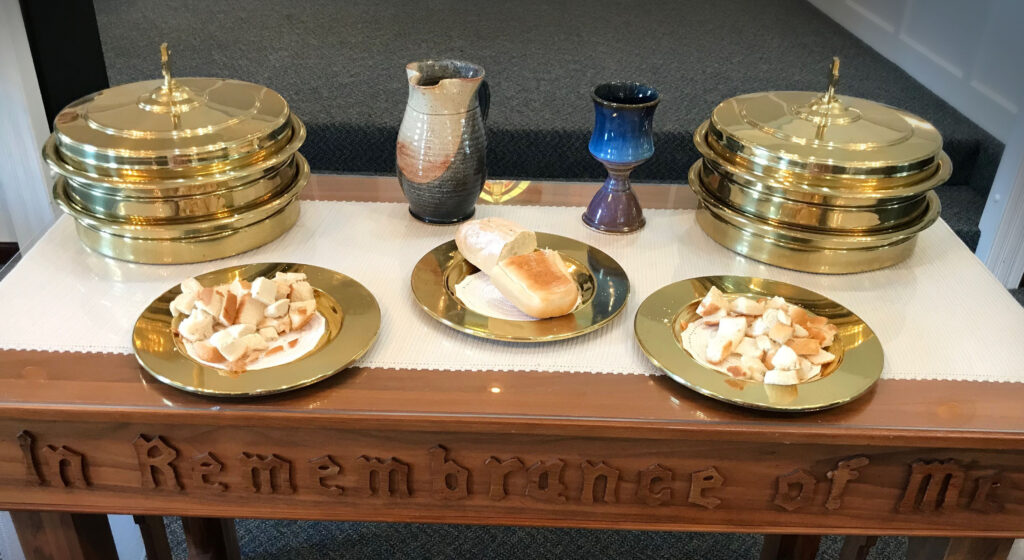 Communion table at FPC Itasca